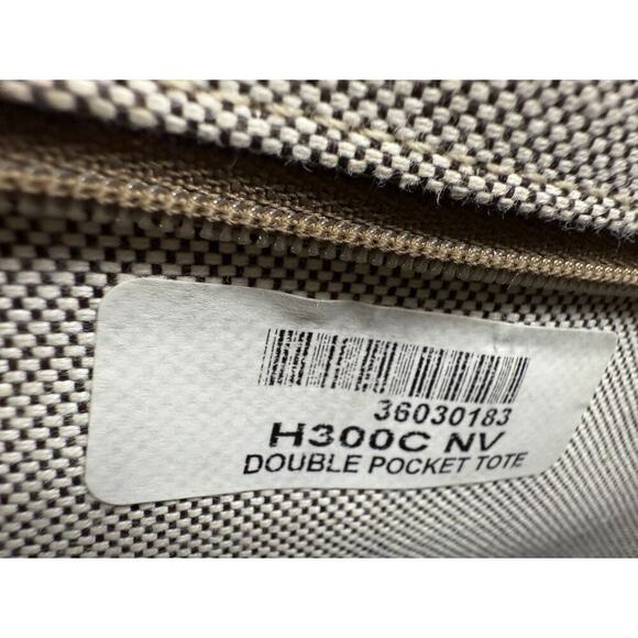 VTG Dooney & Bourke Monogram Double Pocket Tote Navy Canvas Leather Trim w Pouch - Picture 4 of 9